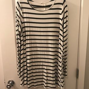 Striped long sleeve elbow patch tunic